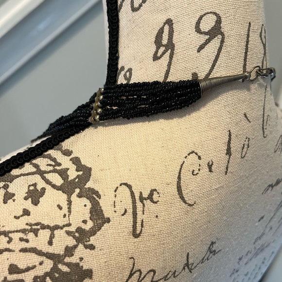 Vintage Multi Strand Hand Strung, Native, Black Seed Bead, Cleopatra Necklace. - Picture 3 of 8